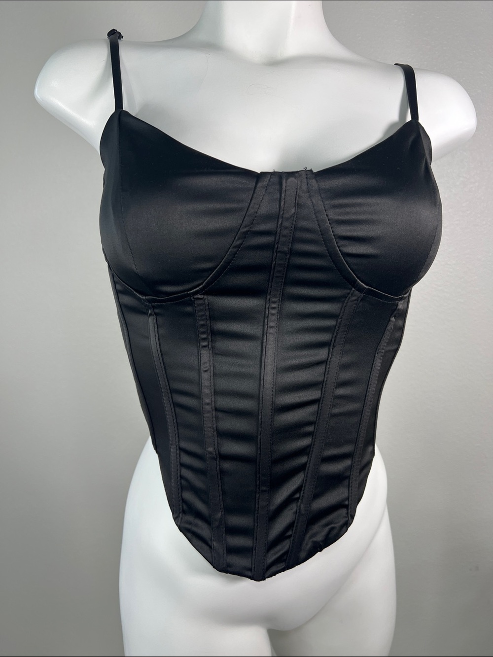 Fashion Nova Black Satin Corset Camisole